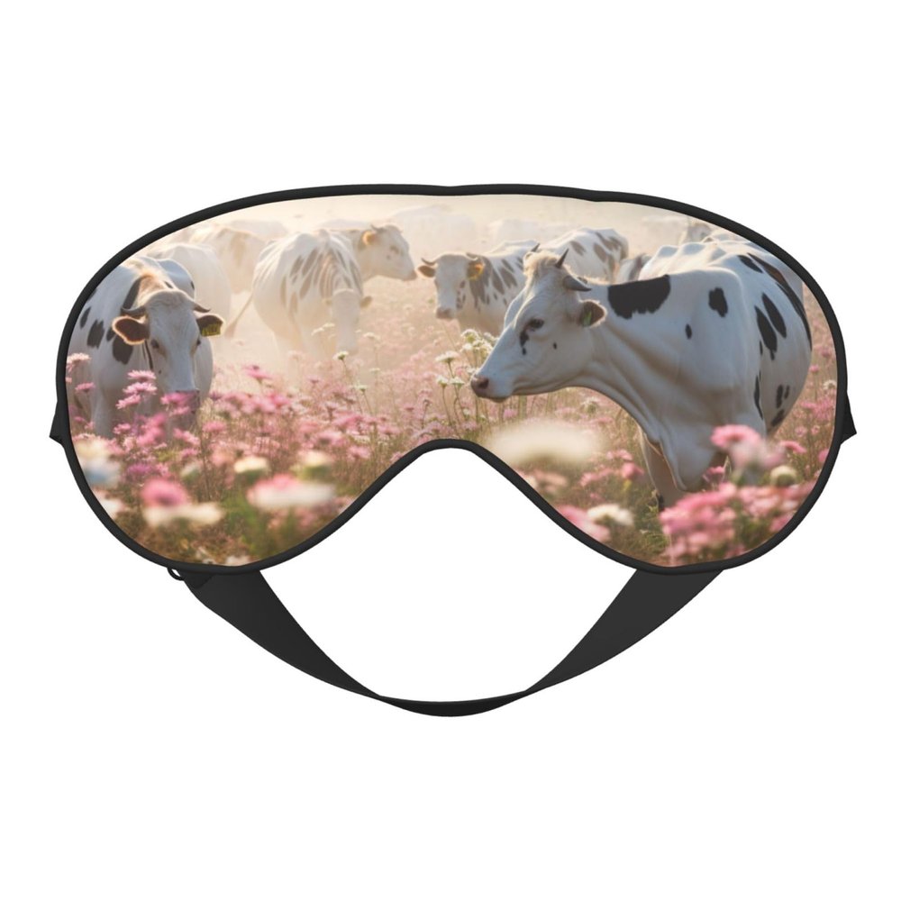 Flower Cow Farm Print Sleep Mask Silk-Like Eye Mask Sleeping Eye Mask for Women Men for Travel Sleep Relaxation