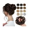 Bun, Women's Synthetic Hair Donut Scrunchies - Messy Bun Maker Elastic Hairpiece for Women(Brown black) view 1
