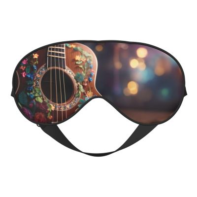 Flowers Guitar Print Sleep Mask Silk-Like Eye Mask Sleeping Eye Mask for Women Men for Travel Sleep Relaxation