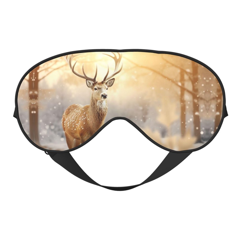 Golden Deer Christmas Print Sleep Mask Silk-Like Eye Mask Sleeping Eye Mask for Women Men for Travel Sleep Relaxation