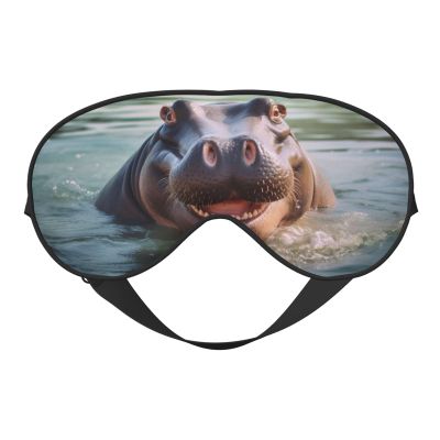 Cute Hippo Print Sleep Mask Silk-Like Eye Mask Sleeping Eye Mask for Women Men for Travel Sleep Relaxation