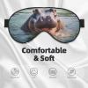 Cute Hippo Print Sleep Mask Silk-Like Eye Mask Sleeping Eye Mask for Women Men for Travel Sleep Relaxation view 3