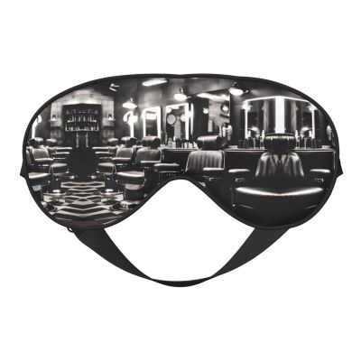 Barber Shop Monochrome Style Print Sleep Mask Silk-Like Eye Mask Sleeping Eye Mask for Women Men for Travel Sleep Relaxation
