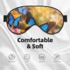 Blue Butterfly and Flowers Print Sleep Mask Silk-Like Eye Mask Sleeping Eye Mask for Women Men for Travel Sleep Relaxation view 3