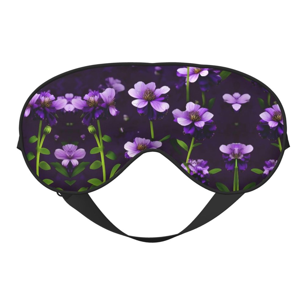 Blooming Purple Flowers Print Sleep Mask Silk-Like Eye Mask Sleeping Eye Mask for Women Men for Travel Sleep Relaxation