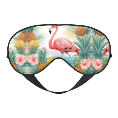 Flamingo and Pineapple Print Sleep Mask Silk-Like Eye Mask Sleeping Eye Mask for Women Men for Travel Sleep Relaxation
