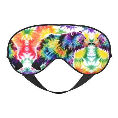 Bear Dancing Tie Dye Print Sleep Mask Silk-Like Eye Mask Sleeping Eye Mask for Women Men for Travel Sleep Relaxation