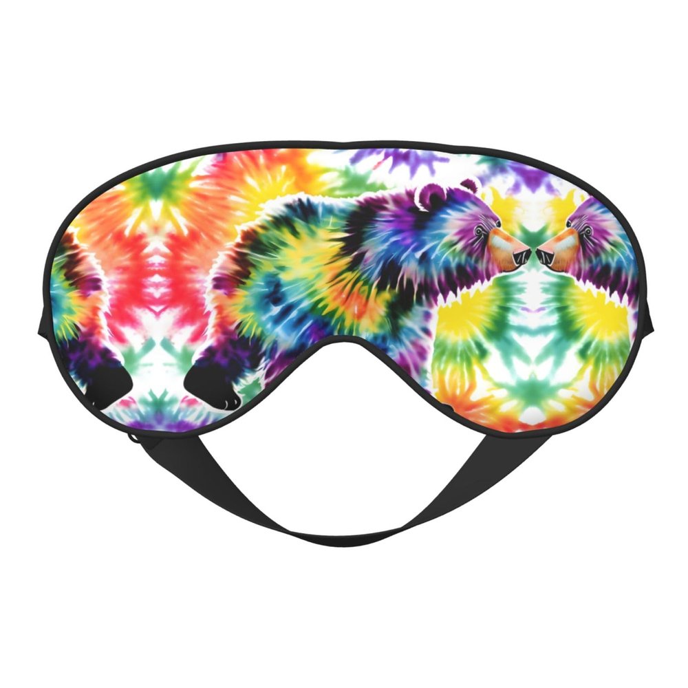 Bear Dancing Tie Dye Print Sleep Mask Silk-Like Eye Mask Sleeping Eye Mask for Women Men for Travel Sleep Relaxation