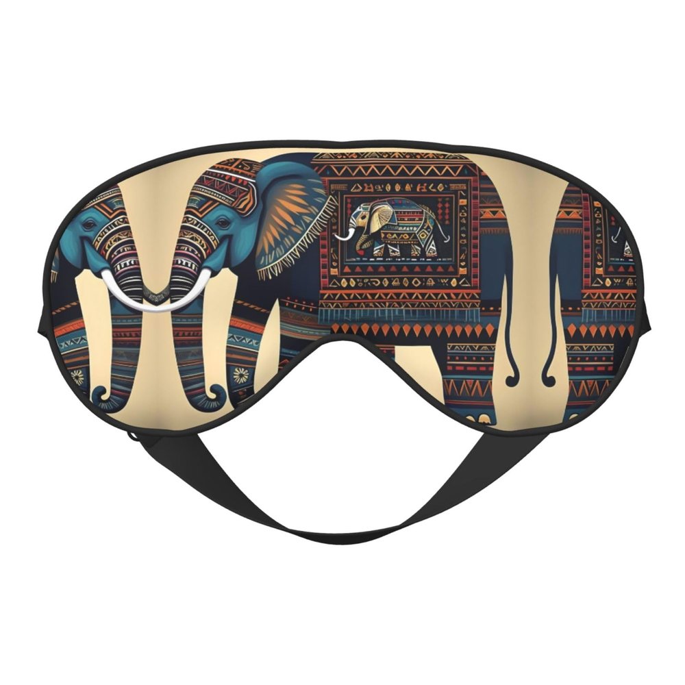 Aztec Elephant Print Sleep Mask Silk-Like Eye Mask Sleeping Eye Mask For Women Men For Travel Sleep Relaxation