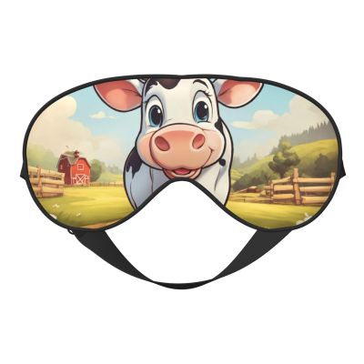 Cartoon Milk Cow Print Sleep Mask Silk-Like Eye Mask Sleeping Eye Mask for Women Men for Travel Sleep Relaxation