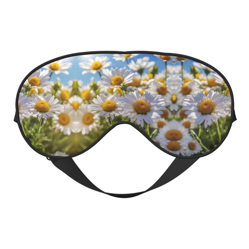 HDSKFNS Wild White Daisy Flower Print Sleep Mask Silk-Like Eye Mask Sleeping Eye Mask For Women Men For Travel Sleep Relaxation