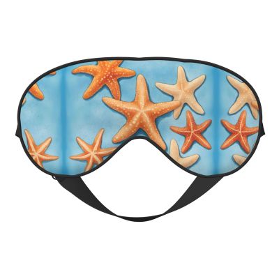 Blue Background Starfish Print Sleep Mask Silk-Like Eye Mask Sleeping Eye Mask for Women Men for Travel Sleep Relaxation