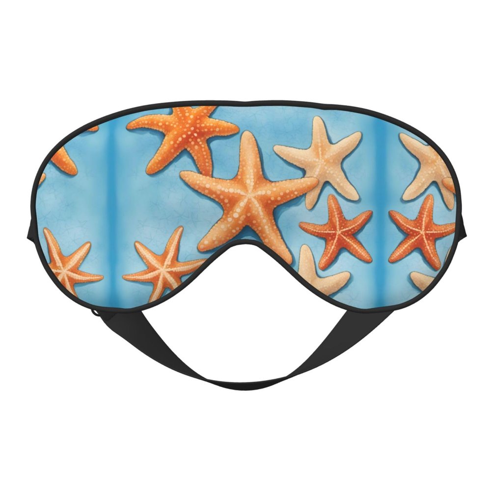 Blue Background Starfish Print Sleep Mask Silk-Like Eye Mask Sleeping Eye Mask for Women Men for Travel Sleep Relaxation