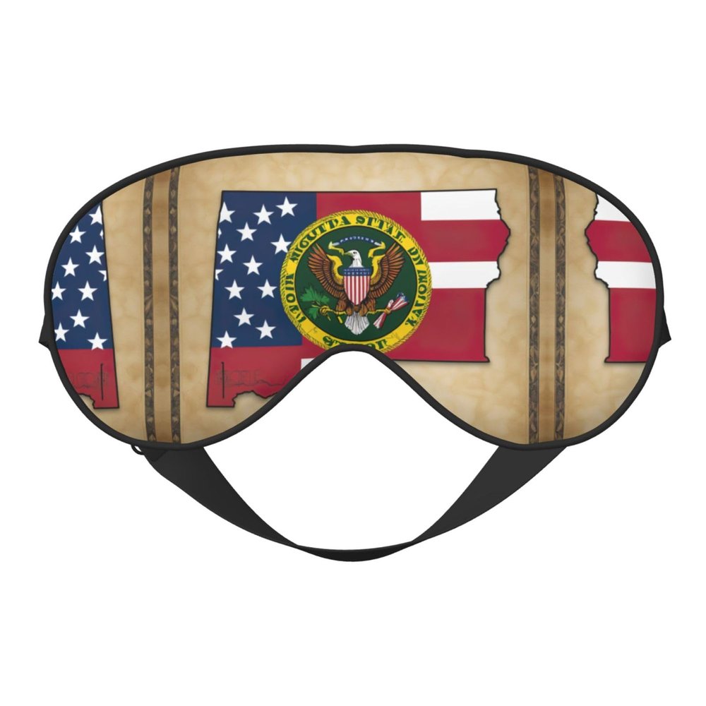 Abstract North Dakota State Flag Map02 Print Sleep Mask Silk-Like Eye Mask Sleeping Eye Mask for Women Men for Travel Sleep Relaxation