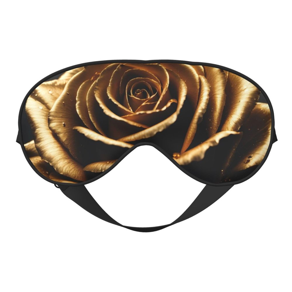 Black and Gold Flowers Print Sleep Mask Silk-Like Eye Mask Sleeping Eye Mask for Women Men for Travel Sleep Relaxation