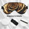 Black and Gold Flowers Print Sleep Mask Silk-Like Eye Mask Sleeping Eye Mask for Women Men for Travel Sleep Relaxation view 4