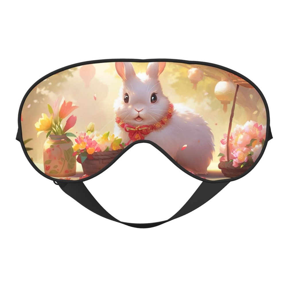 Fun Easter Rabbit Print Sleep Mask Silk-Like Eye Mask Sleeping Eye Mask for Women Men for Travel Sleep Relaxation
