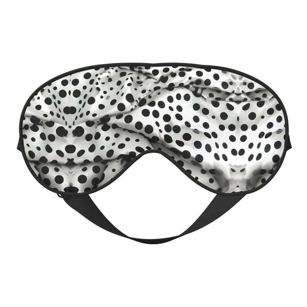 Black Polka Dot Print Sleep Mask Silk-Like Eye Mask Sleeping Eye Mask for Women Men for Travel Sleep Relaxation