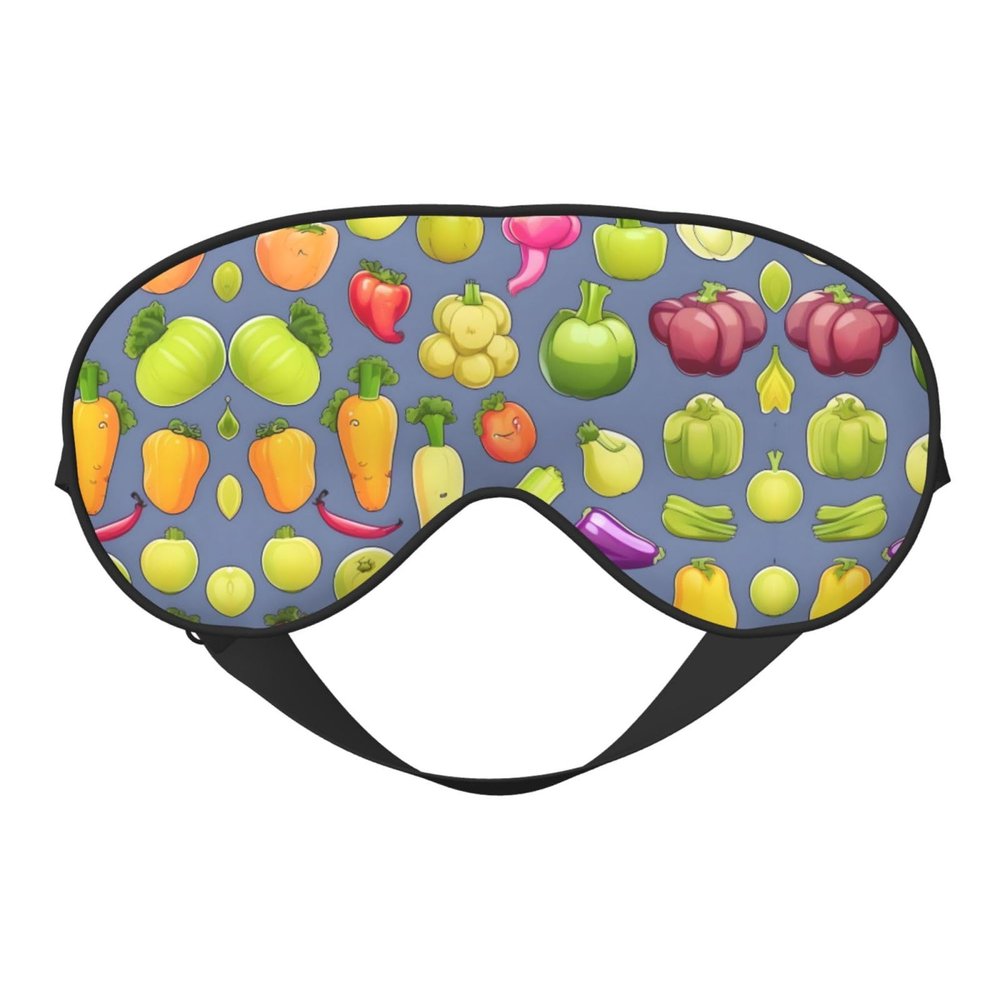 Cartoon Vegetable Fruit Print Sleep Mask Silk-Like Eye Mask Sleeping Eye Mask for Women Men for Travel Sleep Relaxation