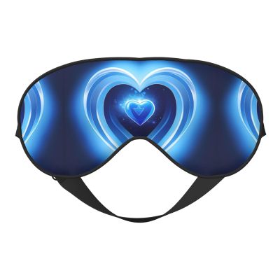 Baby Blue Heart Print Sleep Mask Silk-Like Eye Mask Sleeping Eye Mask for Women Men for Travel Sleep Relaxation