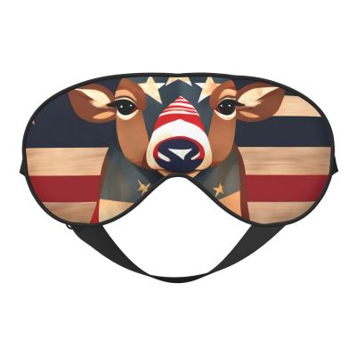 Americana Flag Deer Print Sleep Mask Silk-Like Eye Mask Sleeping Eye Mask for Women Men for Travel Sleep Relaxation