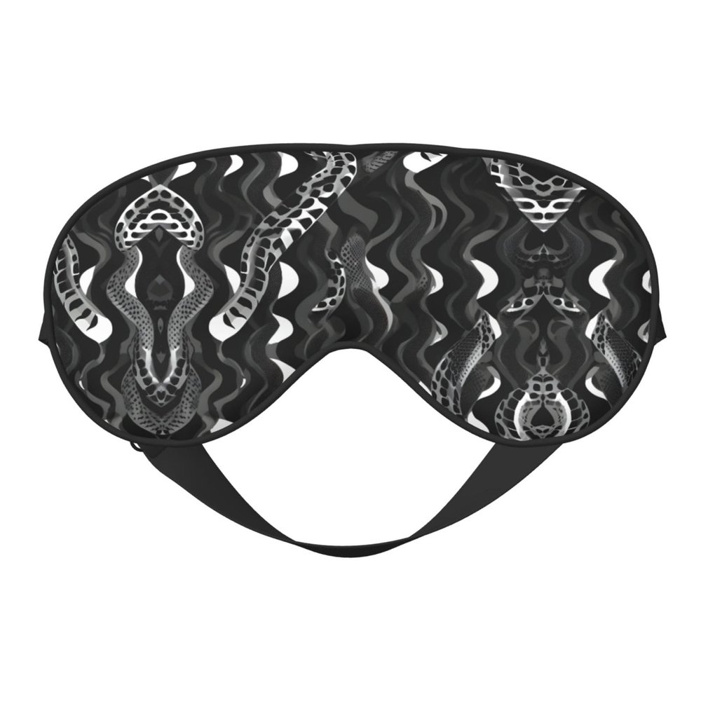 HDSKFNS Black White Snake Skin Pattern Print Sleep Mask Silk-Like Eye Mask Sleeping Eye Mask For Women Men For Travel Sleep Relaxation