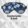 Blue Flower Pattern Roses Print Sleep Mask Silk-Like Eye Mask Sleeping Eye Mask for Women Men for Travel Sleep Relaxation view 3