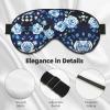 Blue Flower Pattern Roses Print Sleep Mask Silk-Like Eye Mask Sleeping Eye Mask for Women Men for Travel Sleep Relaxation view 4