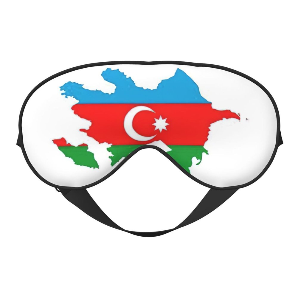 Azerbaijan Flag Map Print Sleep Mask Silk-Like Eye Mask Sleeping Eye Mask for Women Men for Travel Sleep Relaxation