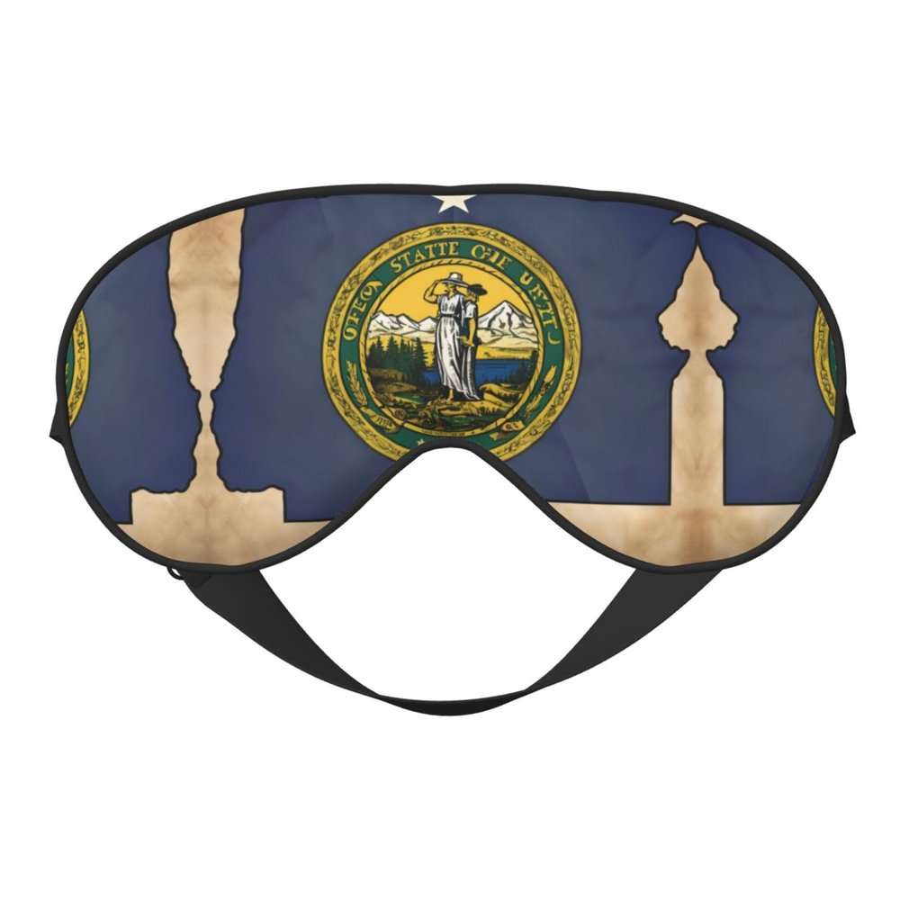 Abstract Oregon State Flag Map03 Print Sleep Mask Silk-Like Eye Mask Sleeping Eye Mask for Women Men for Travel Sleep Relaxation