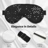Black Round Dot Pattern Print Sleep Mask Silk-Like Eye Mask Sleeping Eye Mask for Women Men for Travel Sleep Relaxation view 4