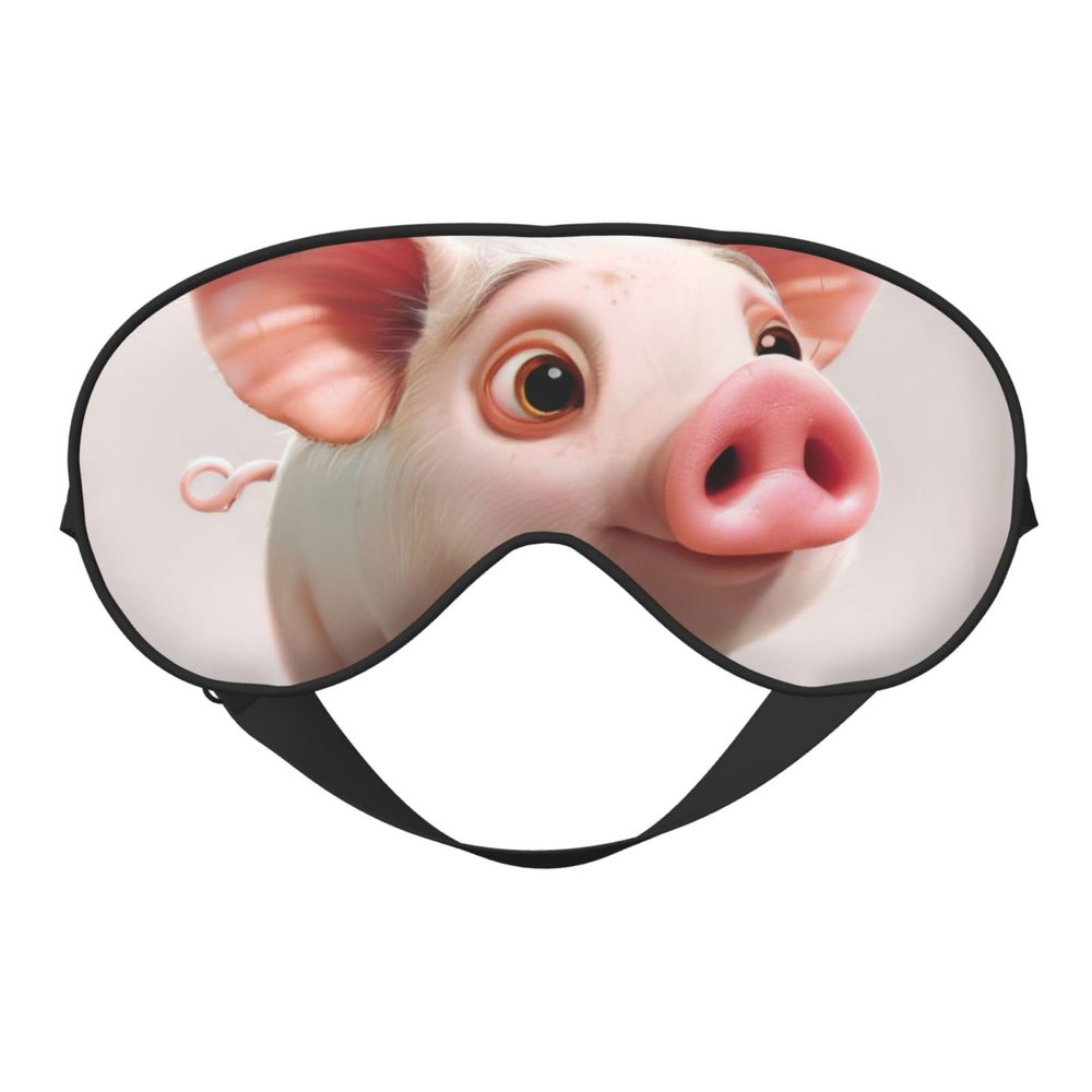 Cartoon Pig Print Sleep Mask Silk-Like Eye Mask Sleeping Eye Mask for Women Men for Travel Sleep Relaxation
