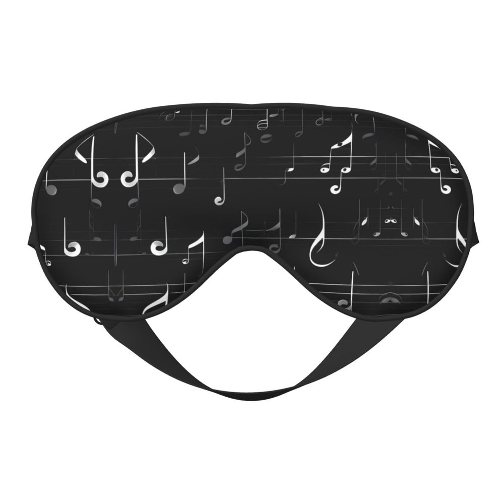 Black Music Notes Print Sleep Mask Silk-Like Eye Mask Sleeping Eye Mask for Women Men for Travel Sleep Relaxation