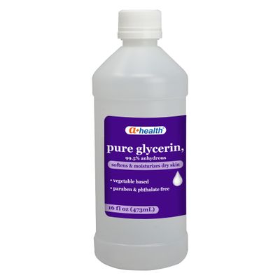 A+Health Pure Glycerin, Softens and Moisturizes Dry Skin, Vegetable Based, Paraben, Phthalate Free, Multi-Purpose, 99.5% Anhydrous, Made in USA, 16 fl oz