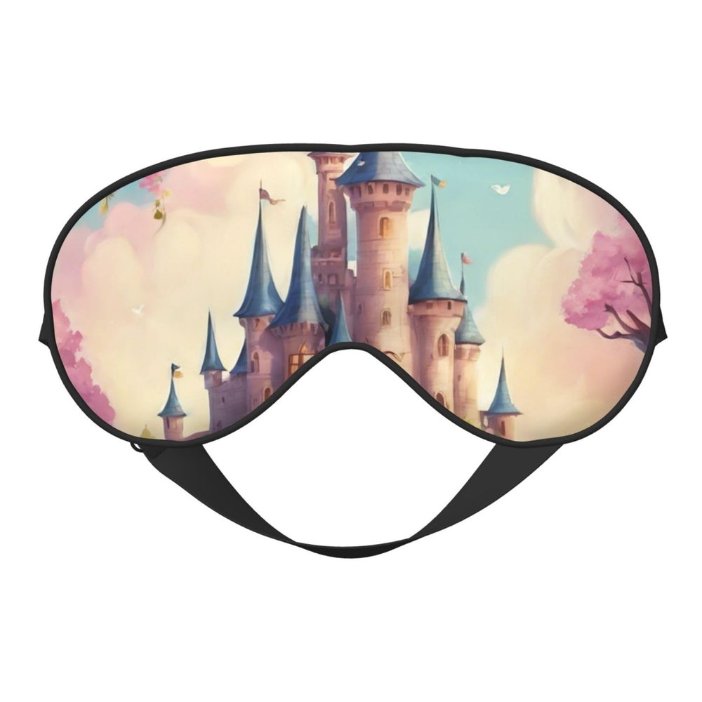 Cute Fairy Tale Castle04 Print Sleep Mask Silk-Like Eye Mask Sleeping Eye Mask for Women Men for Travel Sleep Relaxation