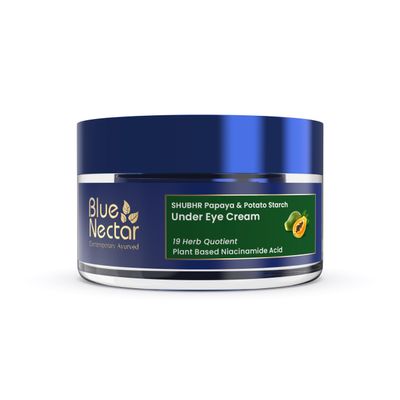 Blue Nectar Under Eye Cream for Women | Natural Niacinamide Eye Cream with Papaya & Potato | Lightweight Herbal Formula Enriched with Neem & Aloe Vera (18 Herbs, 0.53Oz)