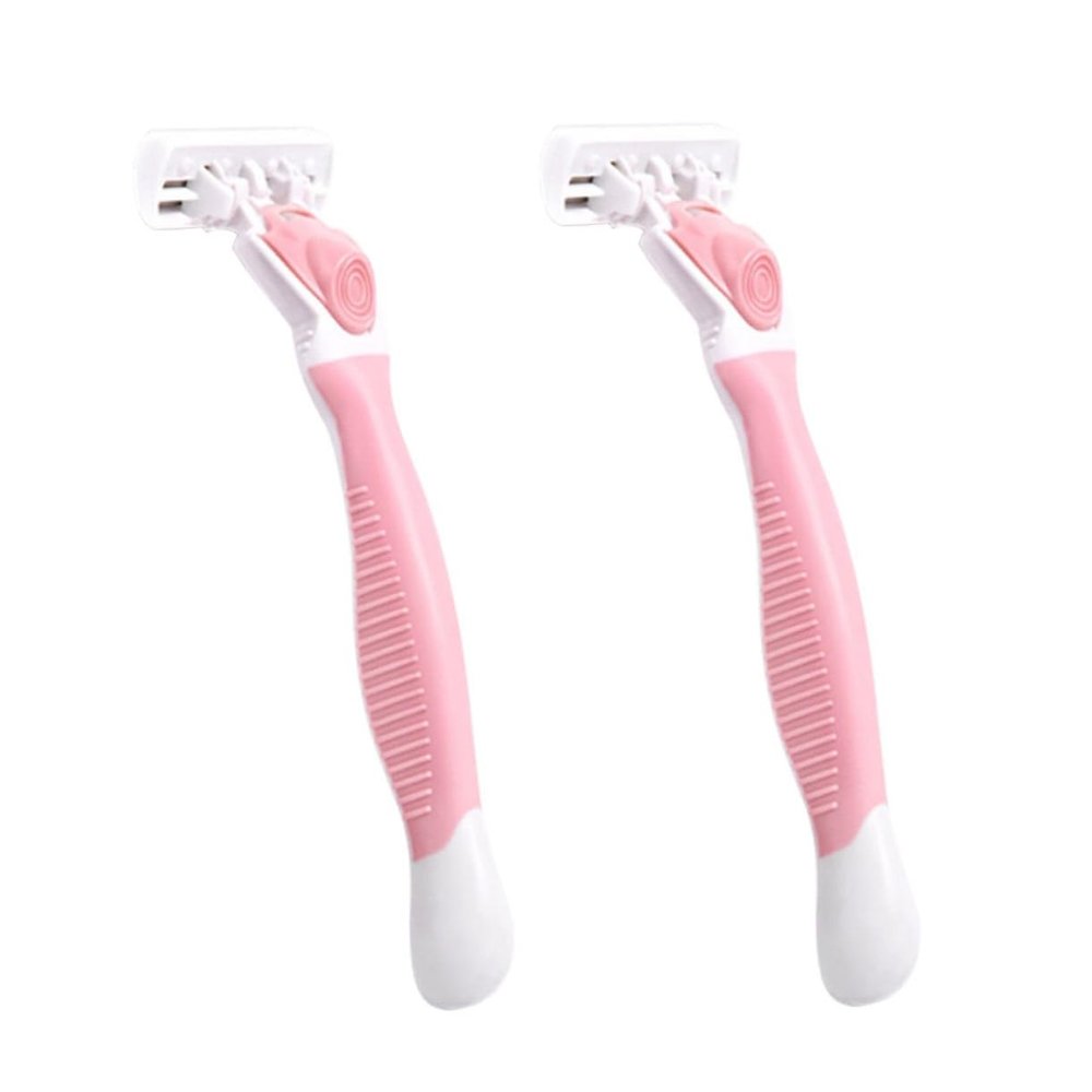 DEARMAMY 2PCS Manual Armpit Hair Razor Set 6-Blade Anti-Cut Shaving Razor for Men and Women Non-Slip Handle Hair Removal Kit for Safe Grooming
