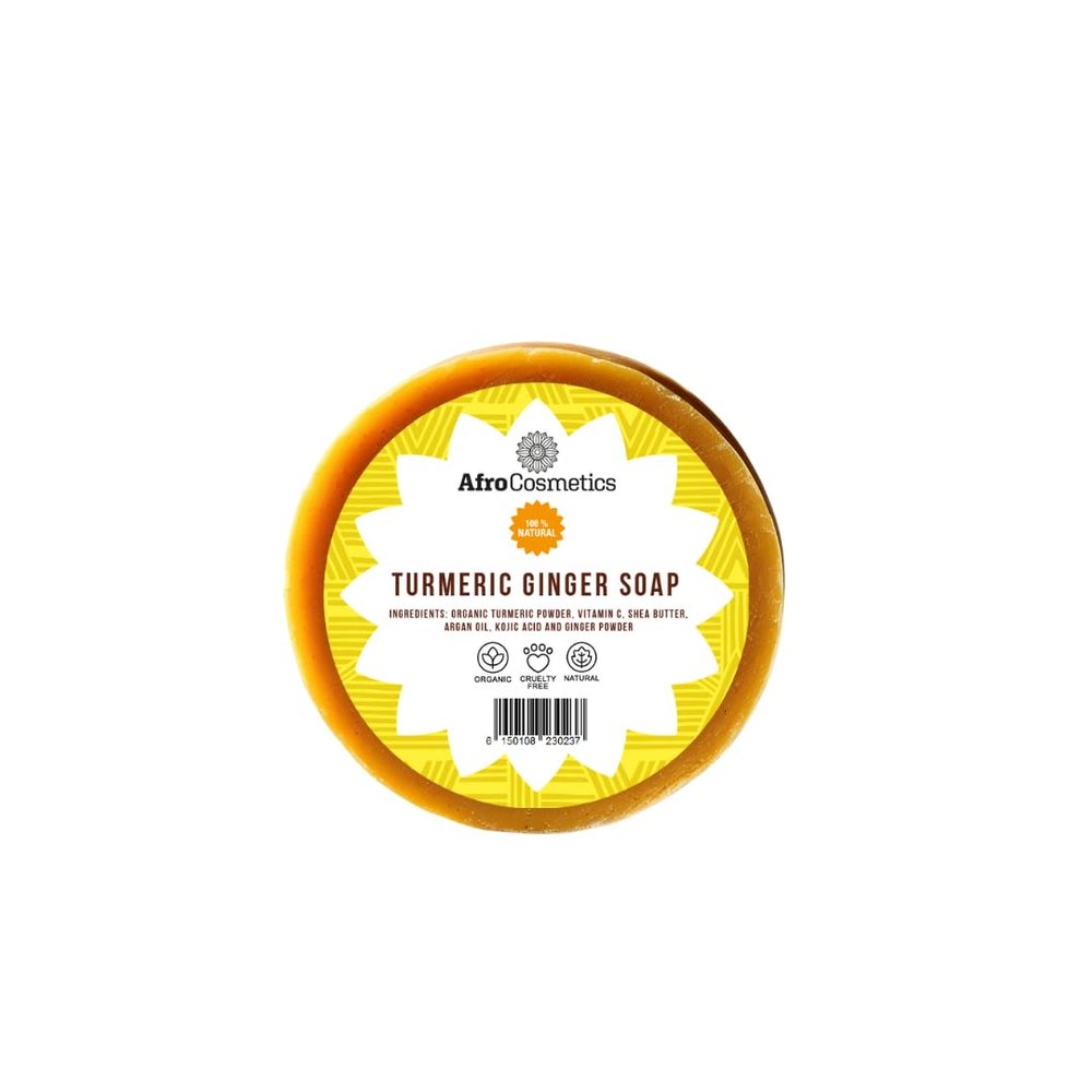 AFROCOSMETICS Turmeric Ginger Bar Soap For Face and Body Cleanser Soap 4 oz Bar