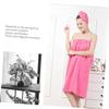 Beatifufu Dry Hair Hat Bath Skirt Set Microfiber Towel Robe Oversized Bath Towel Set for Women Quick Absorbent Soft Comfort Easy Closure Washable Rosy view 2