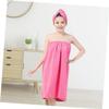 Beatifufu Dry Hair Hat Bath Skirt Set Microfiber Towel Robe Oversized Bath Towel Set for Women Quick Absorbent Soft Comfort Easy Closure Washable Rosy view 3