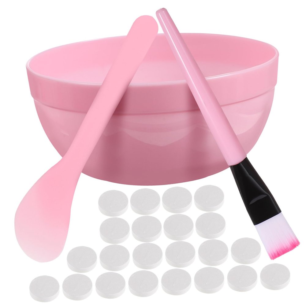 Ipetboom 1set Compressed Facial Mask Tool Kit Mixing Bowl Brush and Scraper for Easy Application and Reusable Skincare