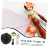 Angoily 1 Set Fire Paint Electric Furnace Wax Letter Seal Kit Warmers Heater Melter Melts for Copper Black view 4