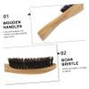 BATHVEVE 3pcs Natural Boar Bristle Beard Brush for Men Long Wooden Handle for Beard Care Durable Grooming Tool for Neat and Smooth Facial Hair for Dad and view 3