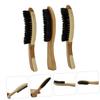 BATHVEVE 3pcs Natural Boar Bristle Beard Brush for Men Long Wooden Handle for Beard Care Durable Grooming Tool for Neat and Smooth Facial Hair for Dad and view 4