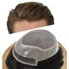 Lace Front Mens Toupee Hair System For Men Hair Replacement Durable Mono Poly Skin Toupee For Men European Human Hair Pieces Natural Hairline #5 Med-light Brown-110% Light to Medium Density 8"x10" view 1