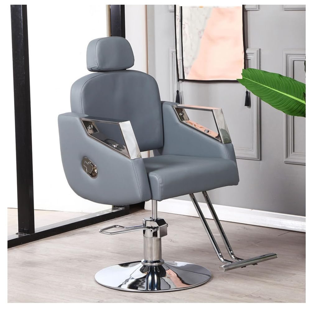 Barber Chair Reclining Salon Chair for Hair Stylist, Height Adjustable Hair Salon Chair with 360 Degrees Rolling Swivel,Multi-Function Shampoo Tattoo Chair,Gray,A