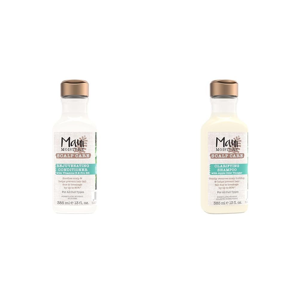 Maui Moisture Scalp Care, Soothing, Curly Hair with Vitamin E, Pro-Vitamin B5 & Aloe Vera, Silicone-Free, Apple Cider Vinegar Removes Scalp Build-Up, Sulfate-Free, Shampoo & Conditioner, 2 X 13 fl. oz