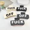 Funny Fu*k Hair Clip, F*ck off Hair Clip Large Fun Hair Accessories, Non-Slip Rectangle Large Hair Claw for Women Thin Thick Curly Hair, Hair Clips Funny Gift for Her (White) view 3