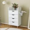 4 Layer Salon Storage Cabinet,Beauty Barber Salon Styling Station Organizer Equipment,Hair Stylist Station Set with 2 Hair Dryer Holders,4 Drawers and Raised Table Legs view 4