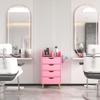 4 Layer Salon Storage Cabinet,Beauty Barber Salon Styling Station Organizer Equipment,Hair Stylist Station Set with 2 Hair Dryer Holders,4 Drawers and Raised Table Legs view 1